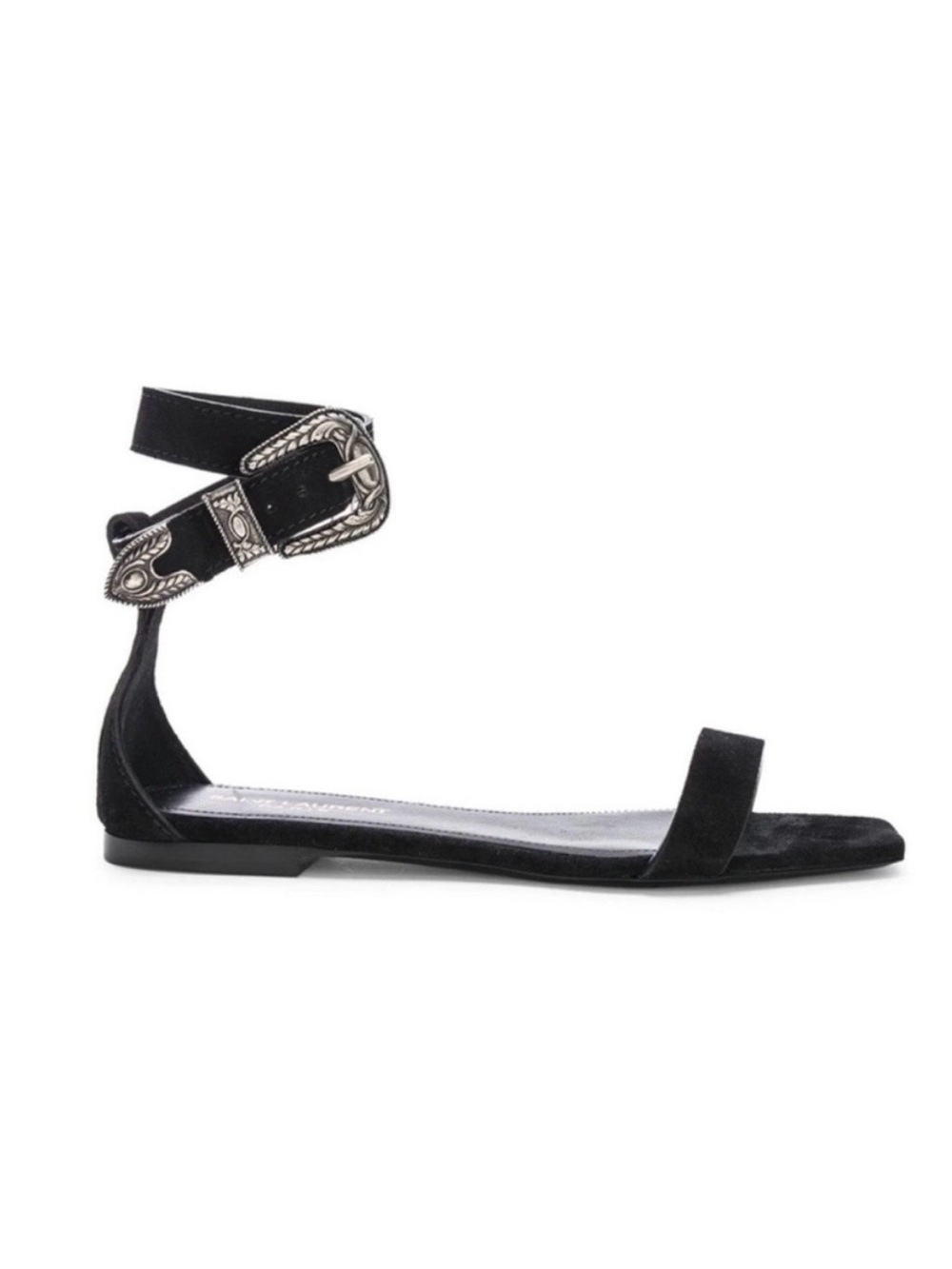 Saint Laurent Mica Buckle Suede Flat Gladiator Moto Sandals 36 - Picture 1 of 13